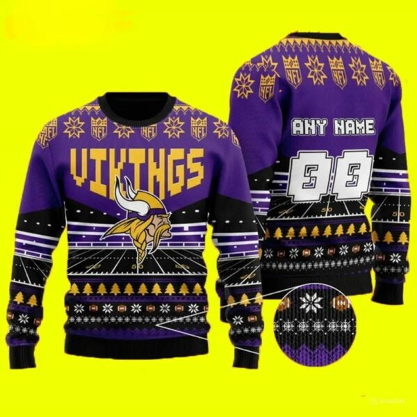 Custom Name Number Minnesota Vikings Ugly Christmas Sweater