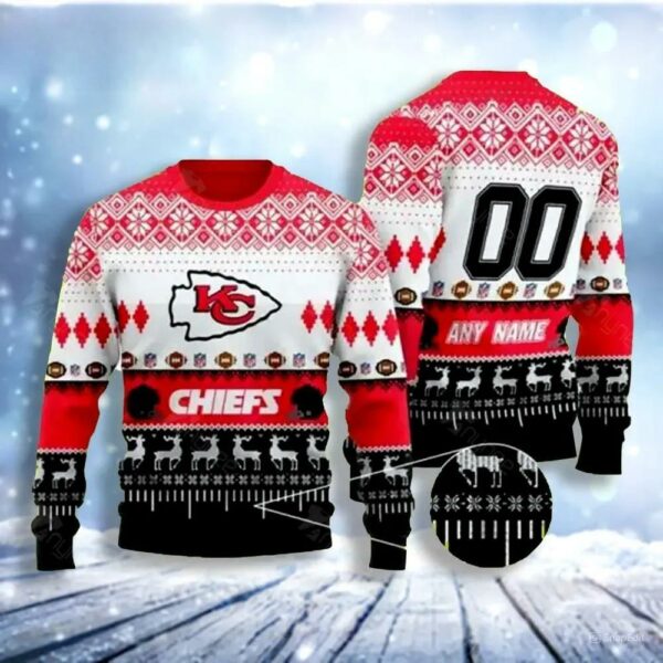 Custom Name Number Ugly Christmas Kansas City Chiefs Ugly Christmas Sweater