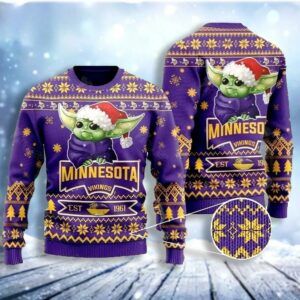 Cute Baby Yoda Grogu Minnesota Vikings Ugly Christmas Sweater