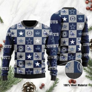 Dallas Cowboys Logo Checkered Flannel Ugly Christmas Sweater