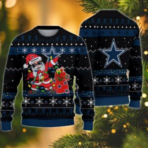 Dallas Cowboys Santa Claus Dabbing Ugly Christmas Sweater