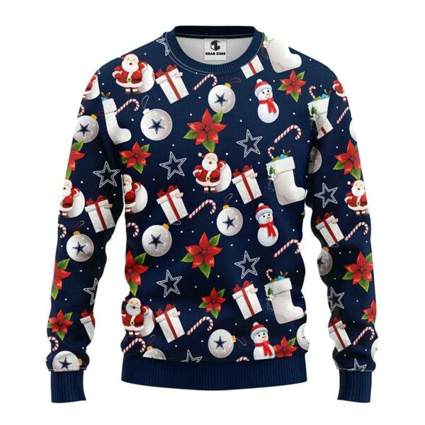 Dallas Cowboys Santa Claus Snowman Christmas Ugly Sweater Dallas Cowboys Ugly Christmas Sweater 1.jpg