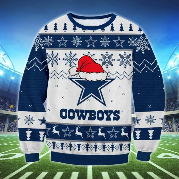 Dallas Cowboys Santa Hat Ugly Christmas Sweater (2)