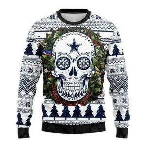 Dallas Cowboys Skull Flower Ugly Christmas Sweater