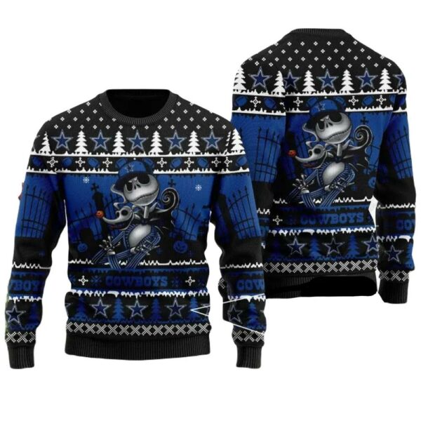 Dallas Cowboys Sweater Jack Skellington Dallas Cowboys Ugly Sweater Blue Unisex Adults For Fan 1.jpg