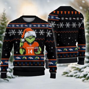 Denver Broncos Grinch Custom Ugly Chrismas Sweater