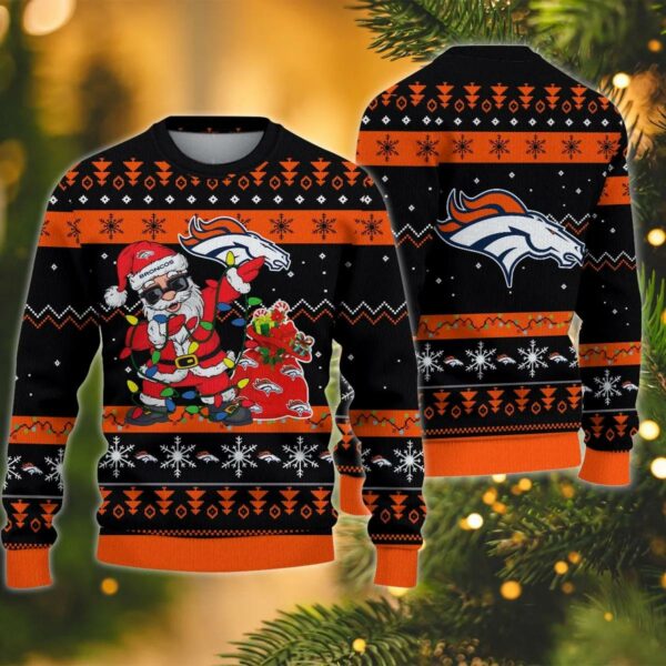 Denver Broncos Santa Claus Dabbing Ugly Christmas Sweater