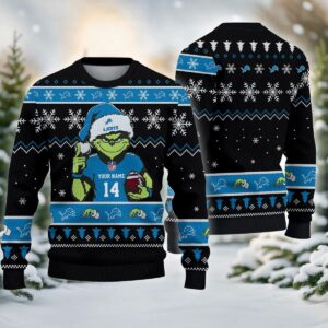 Detroit Lions Grinch Custom Chrismas Ugly Sweater