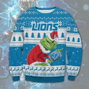 Detroit Lions Grinch Stolen Ugly Christmas Sweater 1