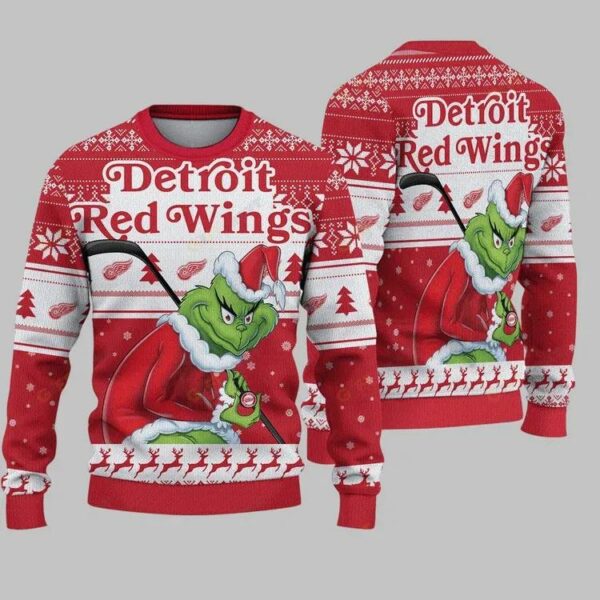 Detroit Red Wings Grinch Stolen Ugly Christmas Sweater