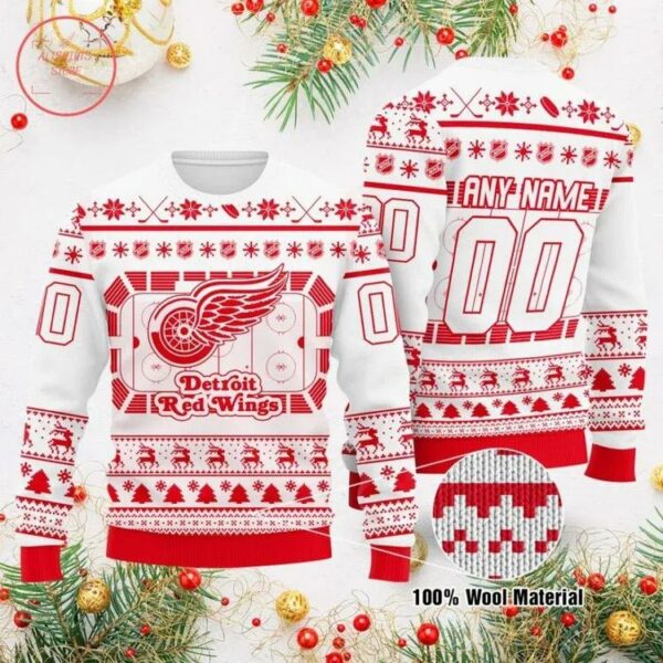 Detroit Red Wings Hockey Personalized Ugly Christmas Sweater