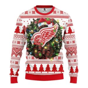 Detroit Red Wings Santa Hat Ugly Christmas Sweater