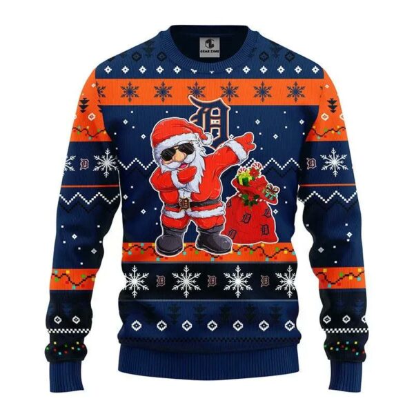 Detroit Tigers Dabbing Santa Claus Ugly Christmas Sweater