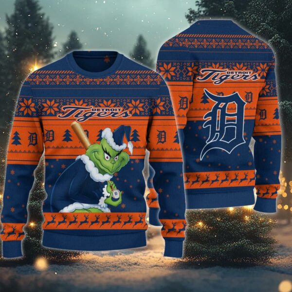 Detroit Tigers Grinch Stolen Ugly Christmas Sweater