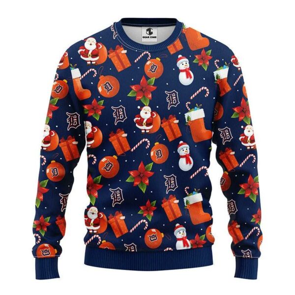 Detroit Tigers Santa Claus Snowman Ugly Christmas Sweater