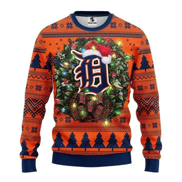 Detroit Tigers Santa Hat Ugly Christmas Sweater