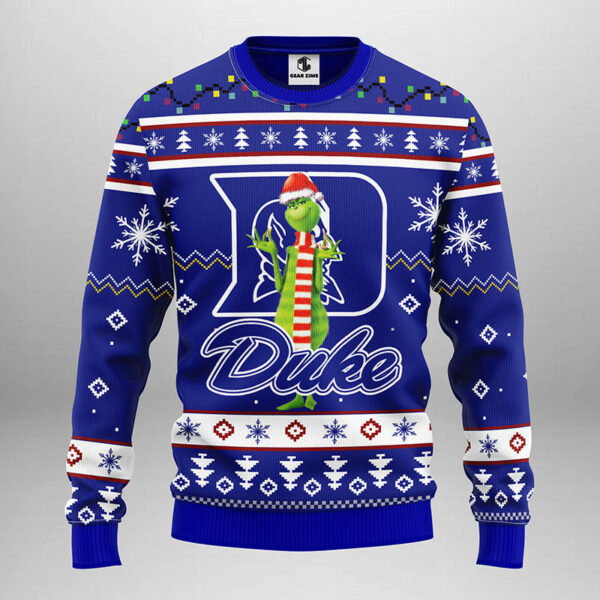 Duke Blue Devils Funny Grinch Ugly Christmas Sweater Grinch Xmas Sweater 1.jpeg