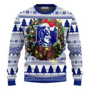 Duke Blue Devils Santa Hat Ugly Christmas Sweater