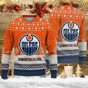 Edmonton Oilers Big Logo Ugly Christmas Sweater