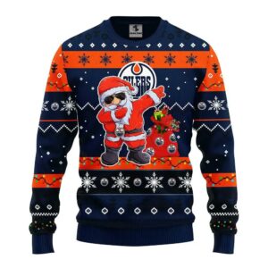 Edmonton Oilers Dabbing Santa Claus Ugly Christmas Sweater