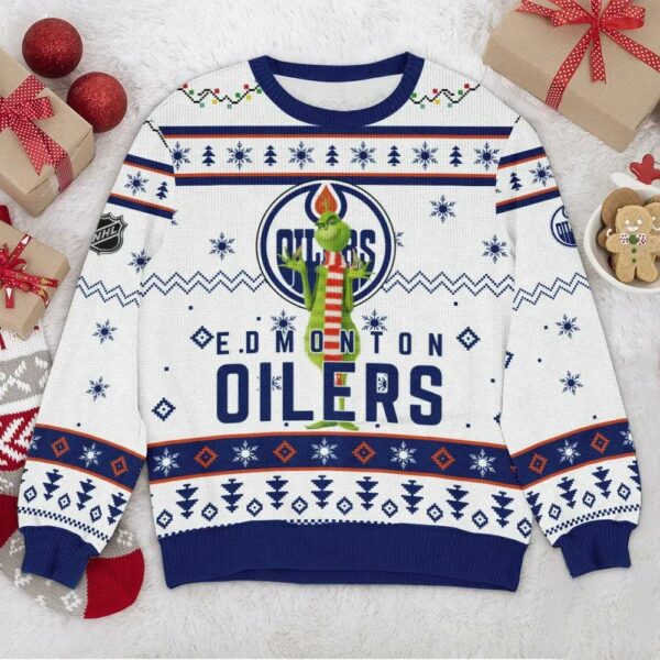 Edmonton Oilers Grinch NHL Ugly Christmas Sweater