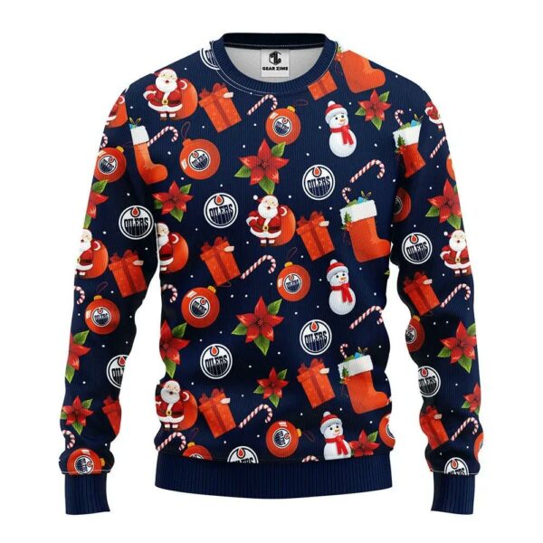 Edmonton Oilers Santa Claus Snowman Ugly Christmas Sweater