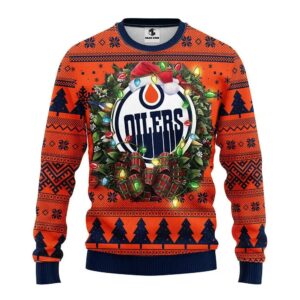 Edmonton Oilers Santa Hat Ugly Christmas Sweater