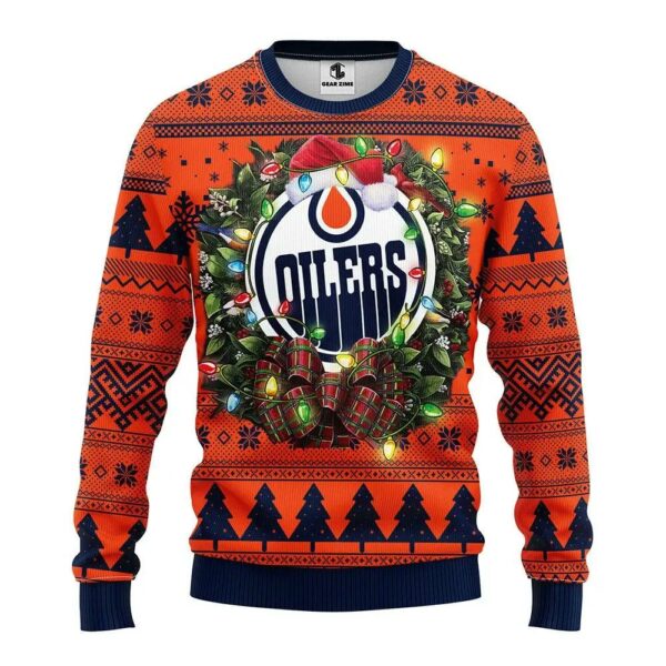 Edmonton Oilers Santa Hat Ugly Christmas Sweater