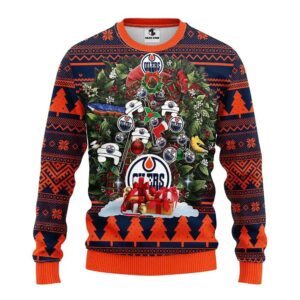 Edmonton Oilers Tree Christmas Ugly Sweater