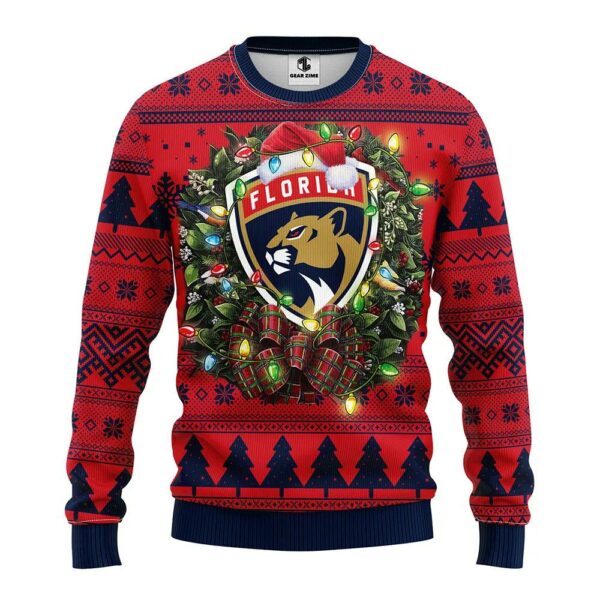 Florida Panthers Santa Hat Ugly Christmas Sweater