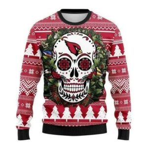 Flower Skull Arizona Cardinals Ugly Christmas Sweater