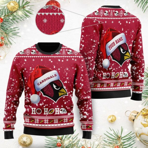 Funny Santa Hat Arizona Cardinals Custom Ugly Christmas Sweater