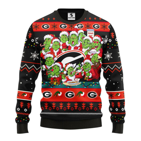 Georgia Bulldogs 12 Grinch Xmas Day Ugly Christmas Sweater Grinch Xmas Sweater 1.jpeg