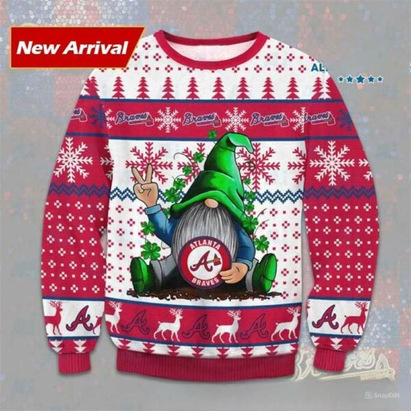 Gnome Atlanta Braves Ugly Christmas Sweater