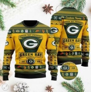 Green Bay Packers Football Team Logo Personalized Ugly Christmas Sweater