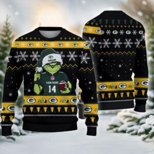 Green Bay Packers Grinch Custom Ugly Christmas Sweater