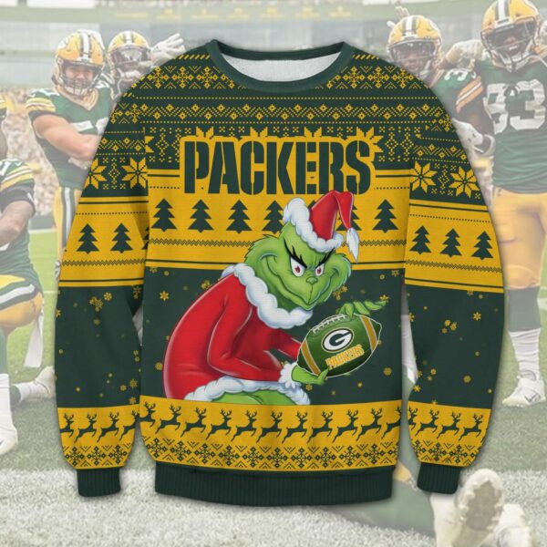 Green Bay Packers Grinch Stolen Ugly Christmas Sweater