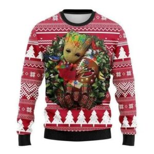 Groot Hug Arizona Cardinals Ugly Christmas Sweater