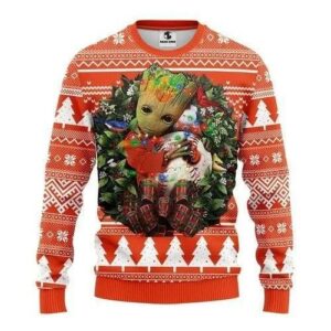 Groot Hug Baltimore Orioles Christmas Ugly Sweater