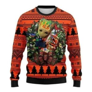 Groot Hug Cincinnati Bengals NFL Ugly Christmas Sweater