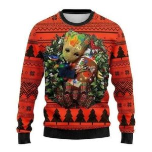 Groot Hug Cleveland Browns Ugly Christmas Sweater