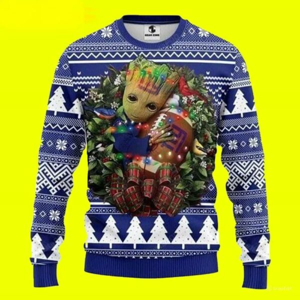 Groot Hug New York Giants Ugly Christmas Sweater