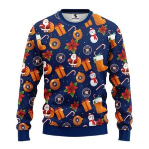 Houston Astros Santa Claus Snowman Ugly Christmas Sweater