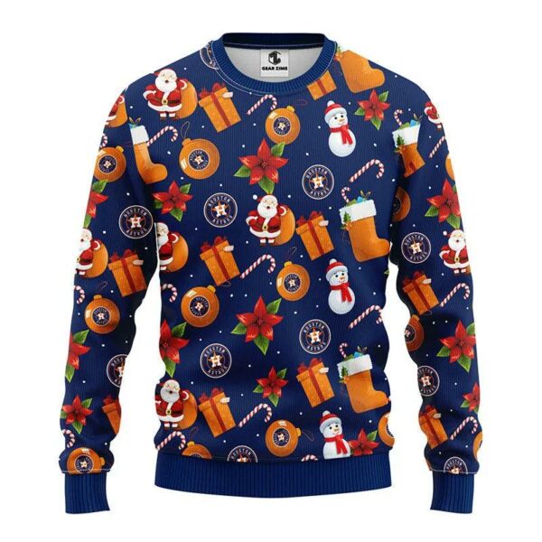 Houston Astros Santa Claus Snowman Ugly Christmas Sweater