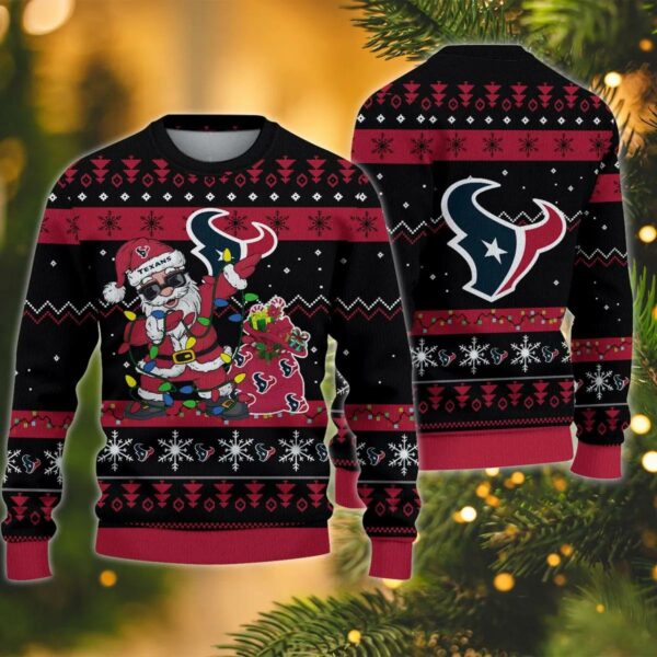 Houston Texans Santa Claus Dabbing Ugly Christmas Sweater