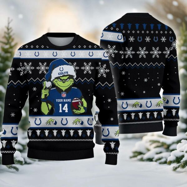 Indianapolis Colts Grinch Custom Ugly Chrismas Sweater