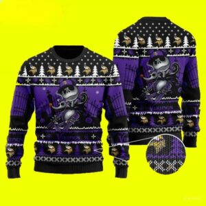 Jack Skellington Minnesota Vikings Ugly Christmas Sweater