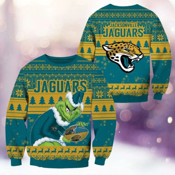 Jacksonville Jaguars Grinch Stolen Ugly Christmas Sweater