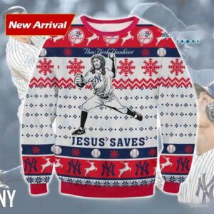 Jesus Saves New York Yankees Ugly Christmas Sweater