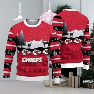 Kansas City Chiefs Christmas Reindeers Pattern Ugly Christmas Sweater